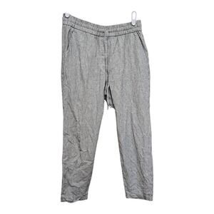 J.Crew Factory Size 4 Linen Cotton Striped Pull-On Pants Black White